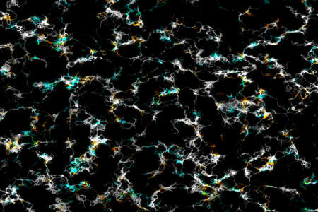 mineral ice bolt yellow gray white thunder texture on black marble luxury interior backgroundの写真素材