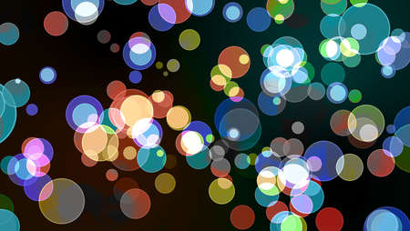 rainbow bubble divine dimension bokeh blur absract dark blue isolated backgroundの写真素材