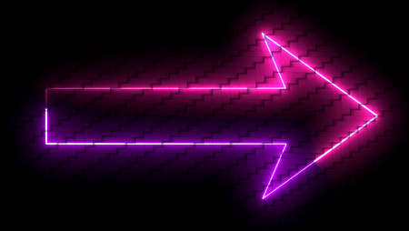 arrow glow pink and purple color laser symbol on bamboo texture backgroundの写真素材