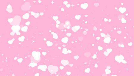 blur element white big hearts with shiny star rotating on light pink texture backgroundの写真素材