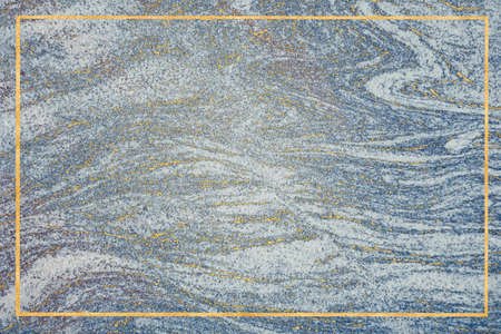 Gold border gold mineral and hard granite blue marble luxury interior texture surface background