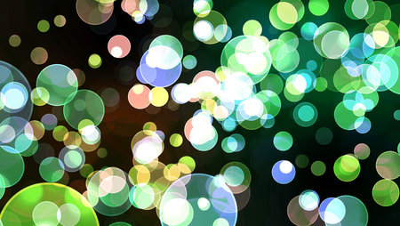 Colorful red light bubble divine dimension bokeh blur absract dark backgroundの写真素材