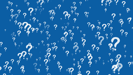 Question mark on particle element on the blue screen backgroundの写真素材