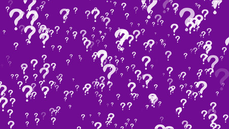 Question mark on particle element on the purple screen backgroundの写真素材