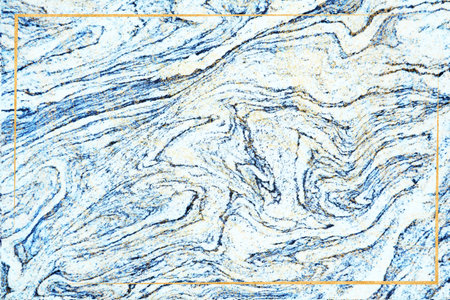 dark mineral gold border and blue granite marble luxury interior texture surface backgroundの写真素材