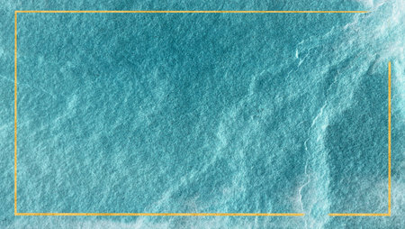 ocean teal white tone granite rough texture surface background with gold borderの写真素材