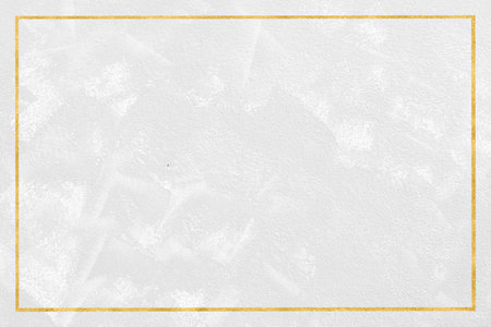 Elegant white marble texture background with a thin golden rectangular border, perfect for invitations, greetings, and luxury designs.の写真素材