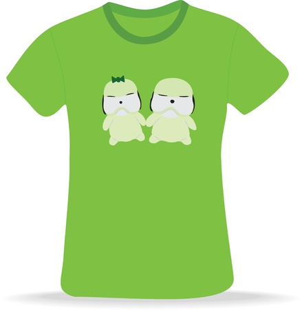 T-shirt with two puppies. Vector illustrationのイラスト素材