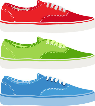 Set Of Gym Shoes. Vector Illustrationのイラスト素材