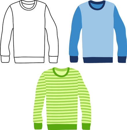 Three long sleeve striped sweatersのイラスト素材