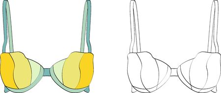 Colored and outlined brassieres on white background.のイラスト素材