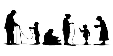 silhouettes of family on a white background. vector illustration.のイラスト素材