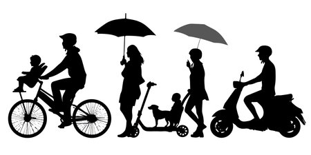 Vector silhouette of family on white background. Symbol of motherhood.のイラスト素材