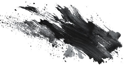 black paint brush strokes isolated on white background. Abstract hand drawn watercolor illustrationのイラスト素材
