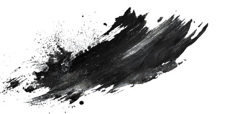 black paint brush stroke isolated on white background. Abstract grunge design element.のイラスト素材