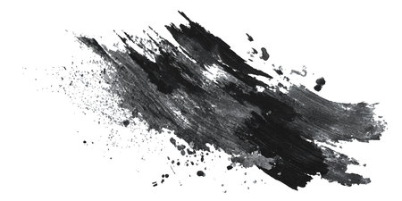 black paint brush strokes isolated on white background, abstract art illustration.のイラスト素材