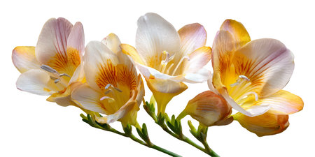 Beautiful freesia flowers isolated on white background. Studio photography.のイラスト素材