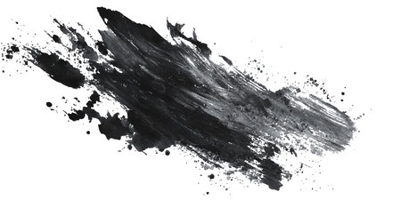 Black paint brush strokes isolated on white background. Grunge hand drawn watercolor texture.のイラスト素材
