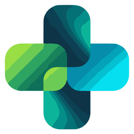 Abstract medical cross icon, vector illustration. Flat design style with green and blue colors.のイラスト素材