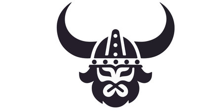 Viking warrior with horned helmet and horns. Vector illustration.のイラスト素材