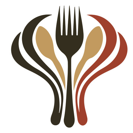 Fork and spoon icon. Vector illustration isolated on white background.のイラスト素材