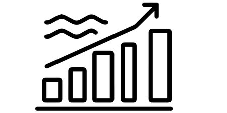 Growing bar chart icon, business concept vector illustration. Flat design styleのイラスト素材