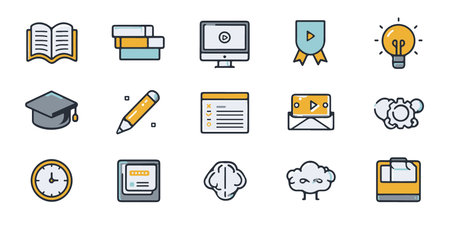 Set of school and education icons in line style. Modern vector illustration.のイラスト素材