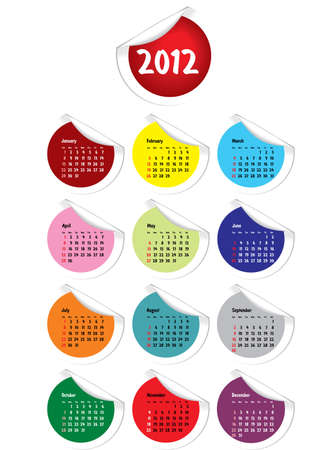 2012 Calendar with curled stickers cornersのイラスト素材