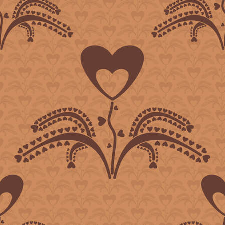 seamless pattern with a plant which grows heartsのイラスト素材