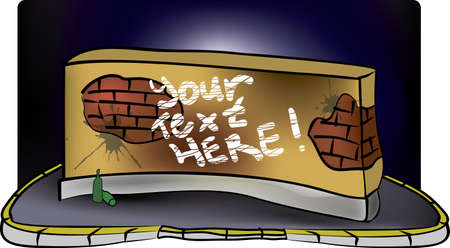 dirty brick wall with graffitiのイラスト素材