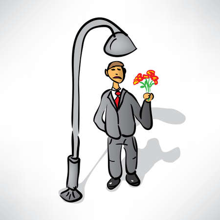 man in a suit with the colors expected rendezvousのイラスト素材