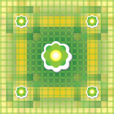 Seamless green and yellow pattern with flowerのイラスト素材