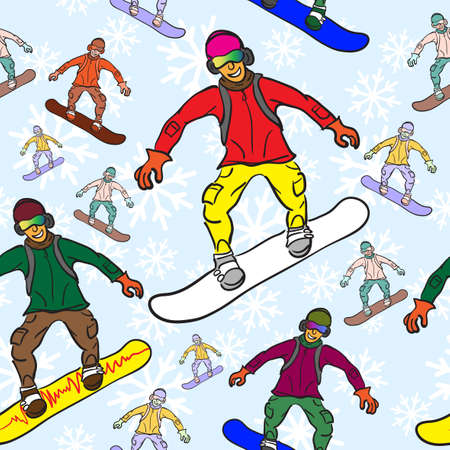 seamless pattern of Snowboarderのイラスト素材