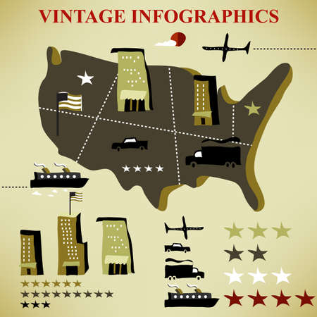 retro set of infographic のイラスト素材