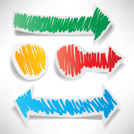 Colored stickers in the shape of arrowsのイラスト素材