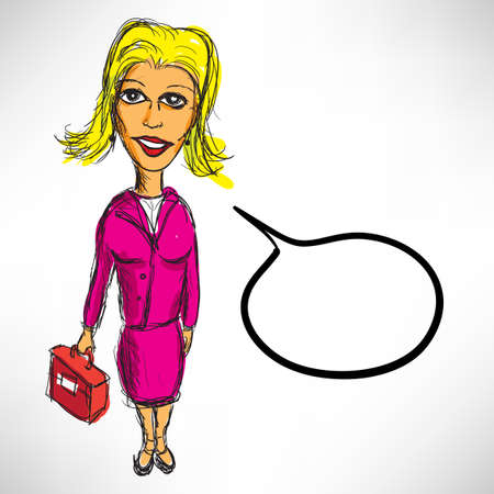 Sketch of a businesswoman with a briefcaseのイラスト素材