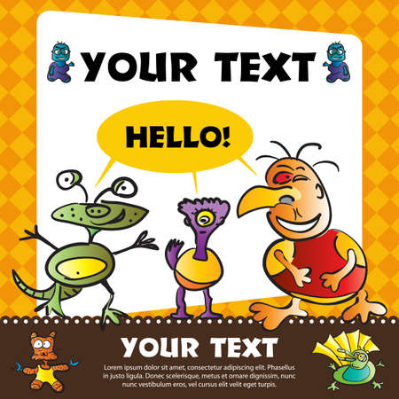 Invitation with funny monstersのイラスト素材