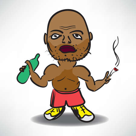 African American with a bottle and a cigaretteのイラスト素材
