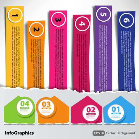 Set of paper with torn edges for infographicのイラスト素材