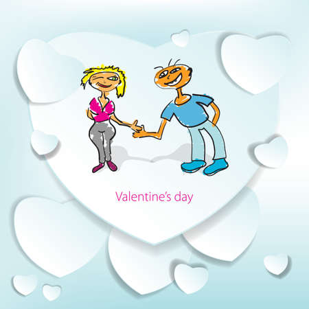Greeting card for Valentine s Day with a sketch of loverのイラスト素材