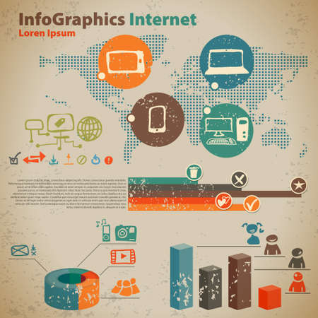 Social media infographics set with communication iconsのイラスト素材