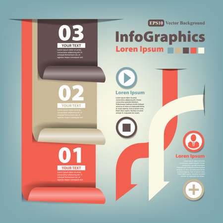 Modern Design numbered banners template with curl ribbonのイラスト素材