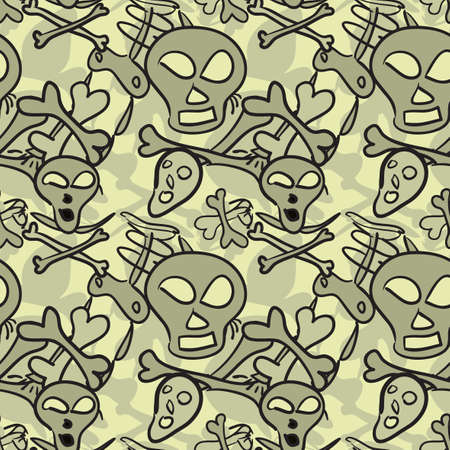 Seamless pattern of comic skulls and bonesのイラスト素材