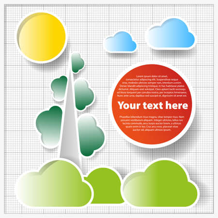 Technical background paper with abstract trees and cloudsのイラスト素材