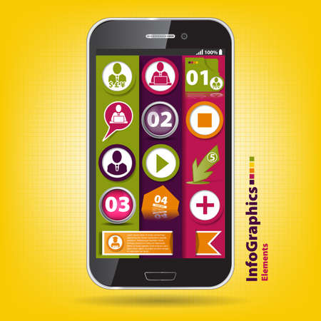 set infographic on business with smartphoneのイラスト素材