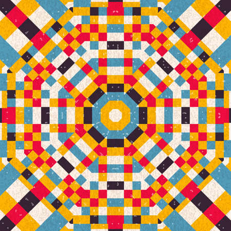 Seamless abstract circular pattern of colored squaresのイラスト素材