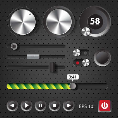 Hi-End User Interface Elements for audio player and websiteのイラスト素材