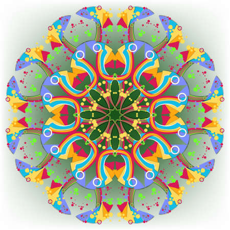 abstract circular pattern of multicolored geometric shapesのイラスト素材