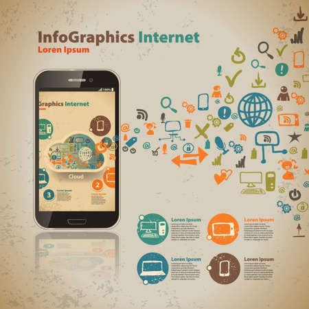 Template for infographic for cloud computer technology in vintage styleのイラスト素材
