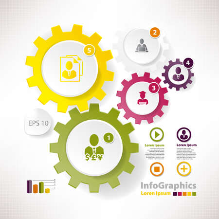 Modern vector elements for infographics with cogwheelsのイラスト素材